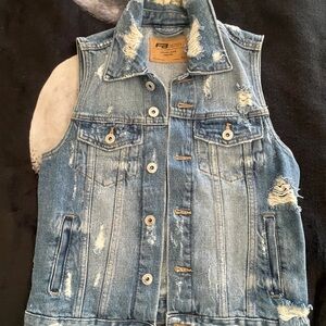 Distressed Light Blue Denim Vest
